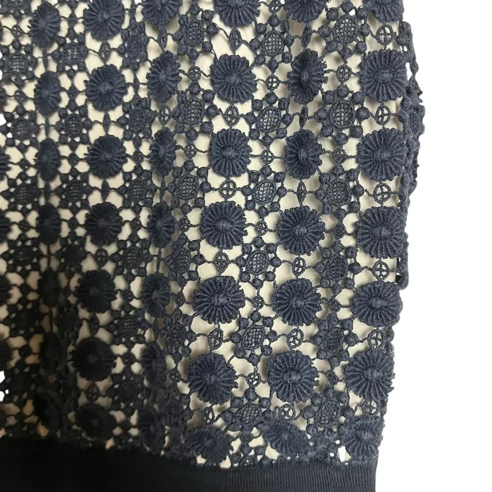 Tory Burch Navy Blue Sleeveless Pleated Knit Crewneck Midi Sweater Dress Size XS